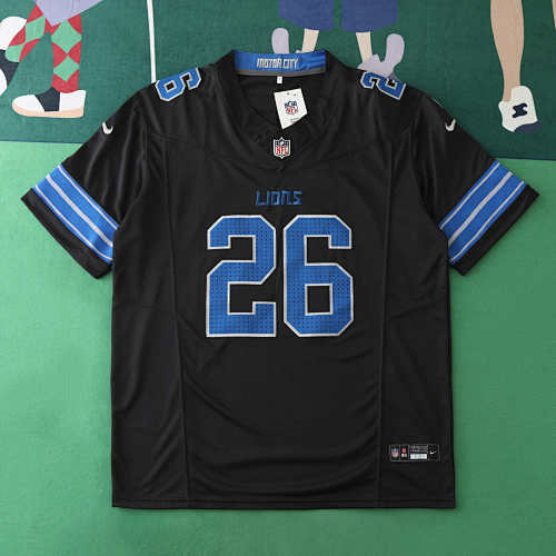 Detroit Lions Black 3th Generation 26 Gibbs
