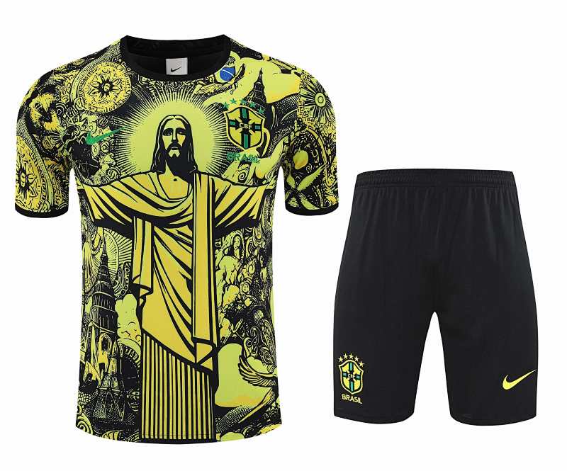 Brazil Jesus Training Clothes Suit Short Sleeve Fan Version