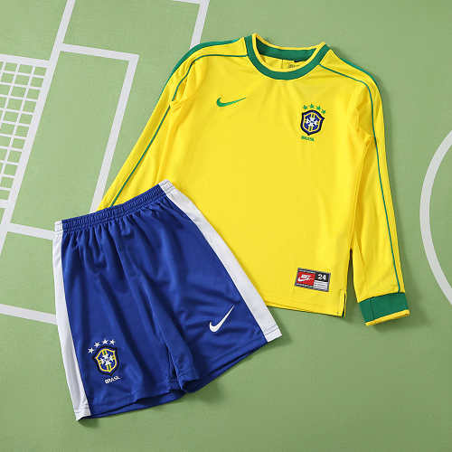 Brazil Home Retro Long Sleeves Kids Kit
