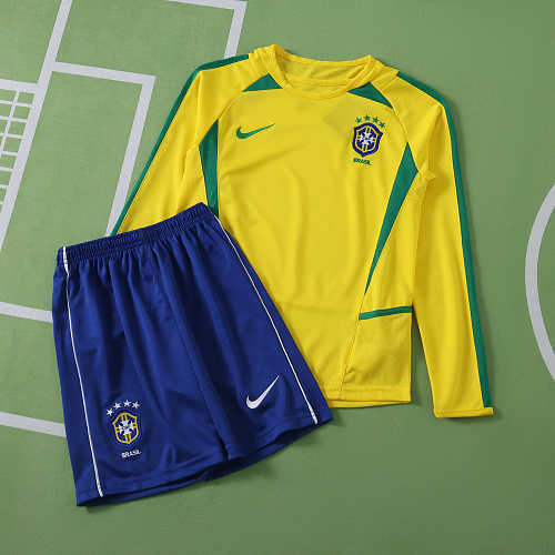 Brazil Home Retro Long Sleeves Kids Kit