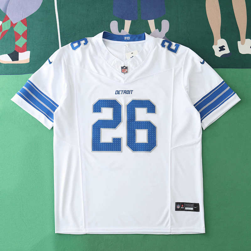 Detroit Lions White 3th Generation 26 Gibbs