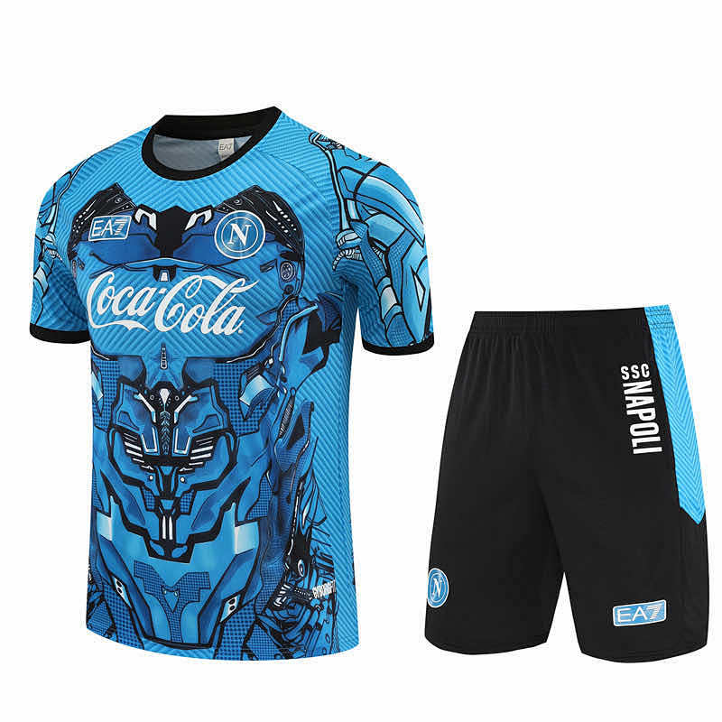 S.s.c. Napoli Training Clothes Suit Short Sleeve Fan Version