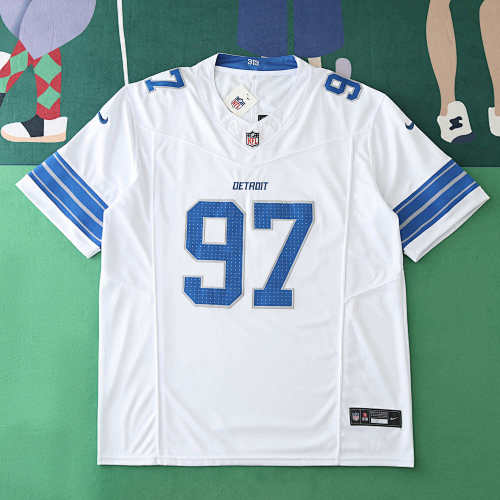 Detroit Lions White 97 Hutchinson