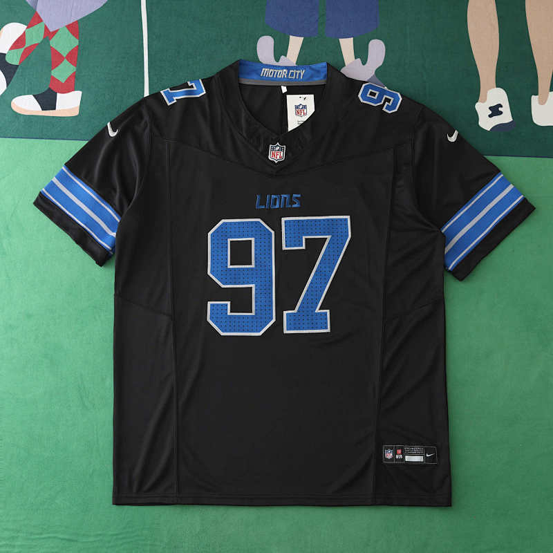 Detroit Lions Black 3th Generation 97 Hutchinson