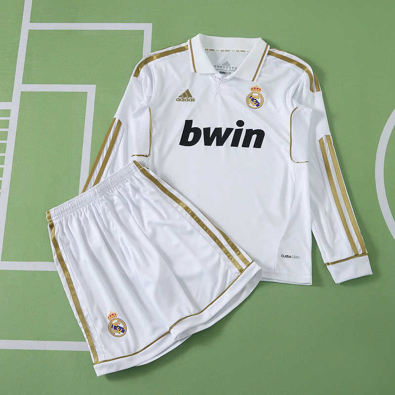 Real Madrid CF Home Retro Long Sleeves Kids Kit