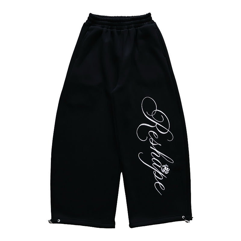 Thorn Rose Baggy Pants - Black
