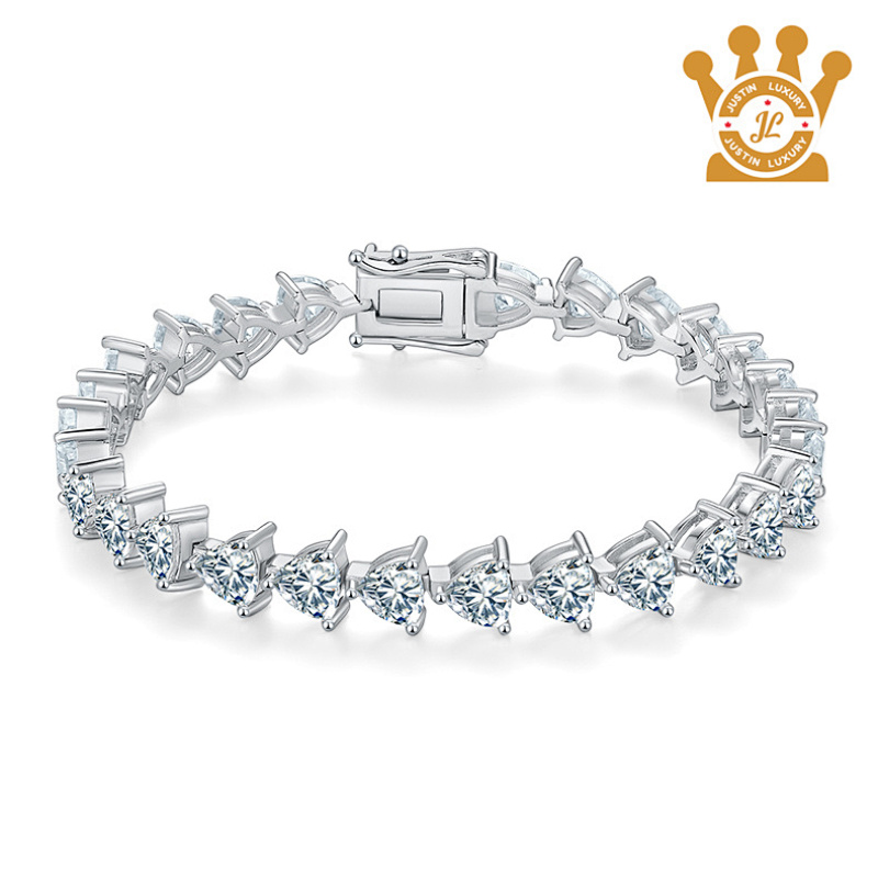 Uwqf Silver Mossanite Tennis Bracelet