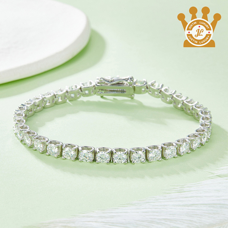 3mm 4mm 5mm Silver Mossanite Tennis Bracelet