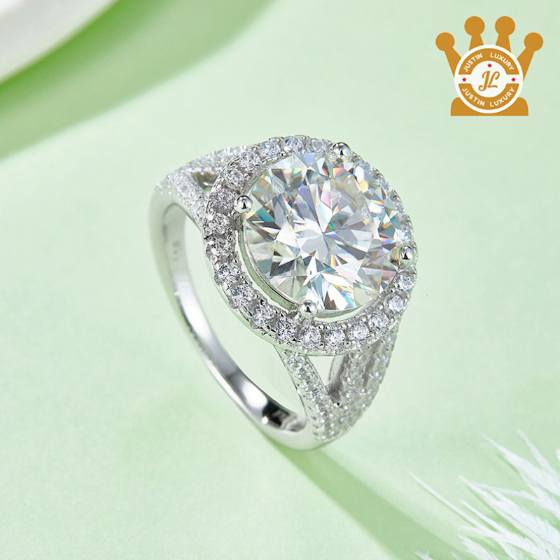 Classic Square Wrap Moissan Diamond Women's Ring 5.0 Carat Grade D