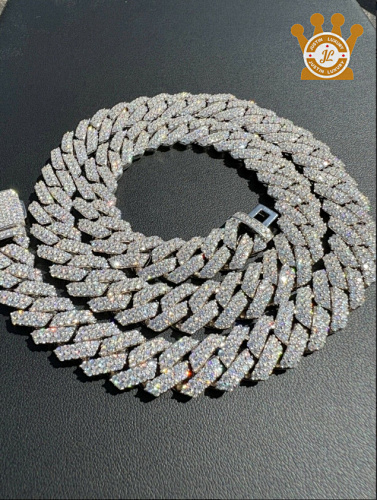 Ugbe Silver Mossanite Cube Chain