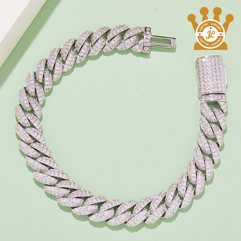 Ugbc Silver Mossanite Cube Chain