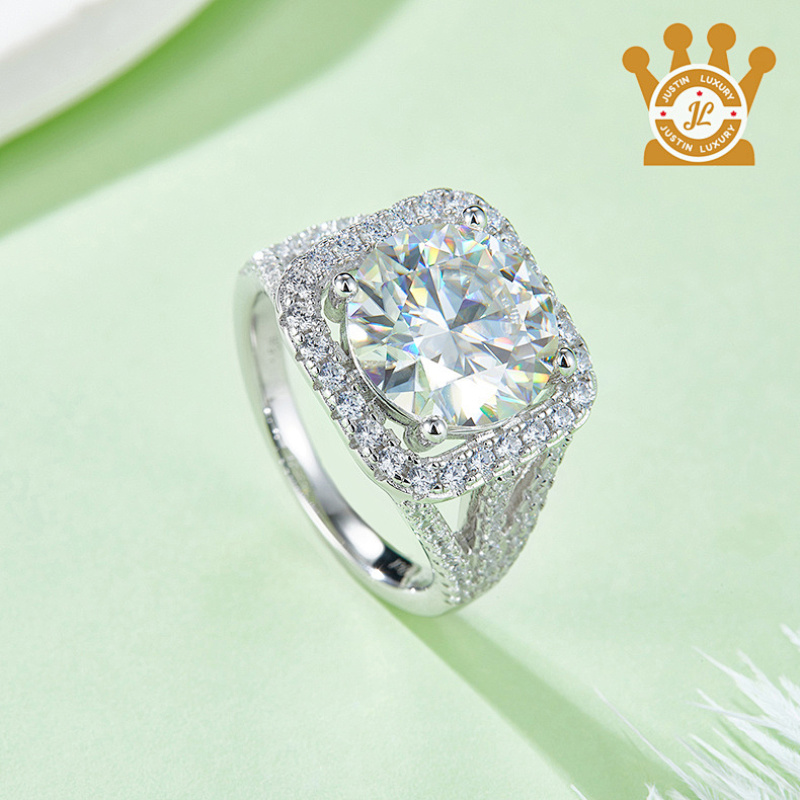 Classic Square Wrap Moissan Diamond Women's Ring 5.0 Carat Grade D