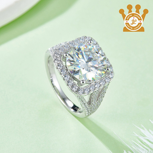 Classic Square Wrap Moissan Diamond Women's Ring 5.0 Carat Grade D
