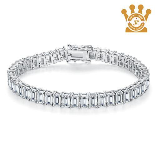 Uwqd Silver Mossanite Tennis Bracelet