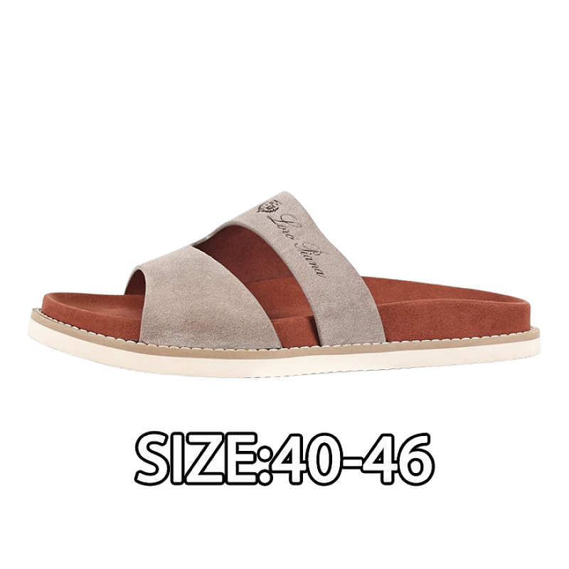 Double-strap Slippers Gray-brown