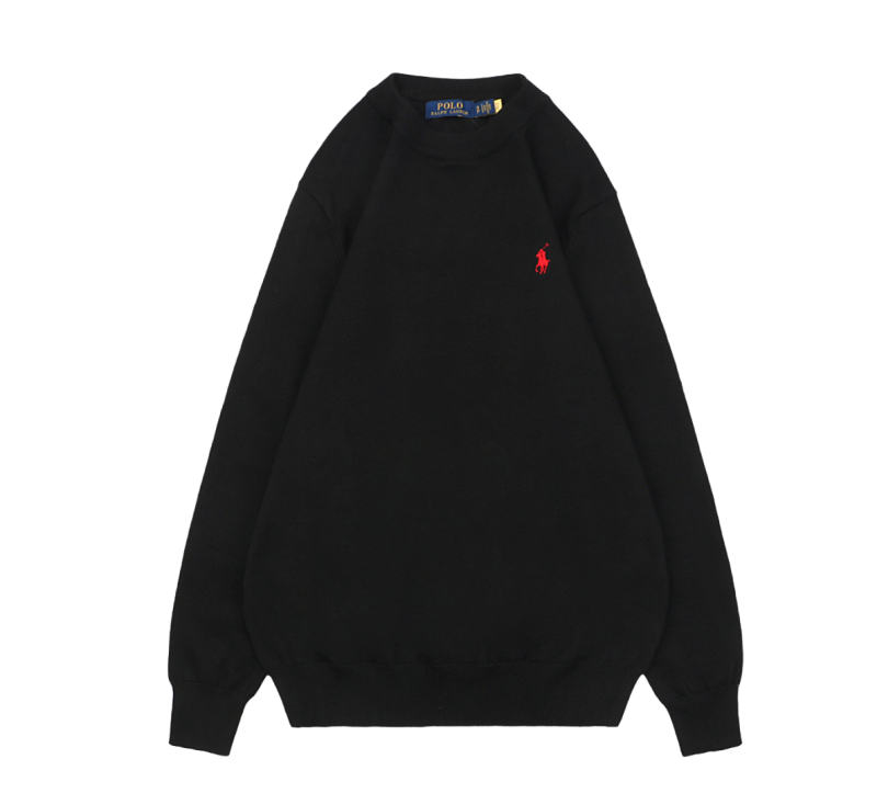 RL 25Fw Pony Logo Crew Neck Sweater - Black With Red Label