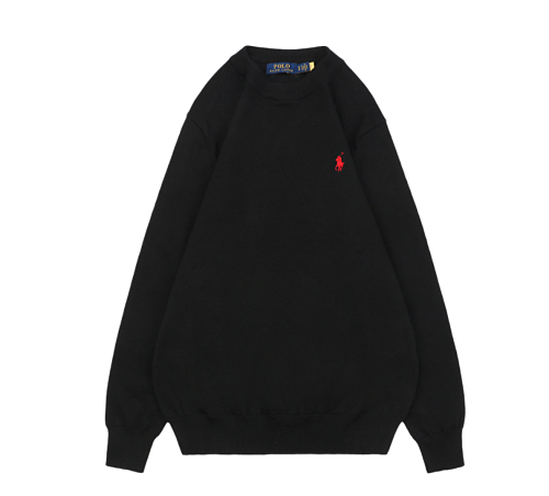 RL 25Fw Pony Logo Crew Neck Sweater - Black With Red Label