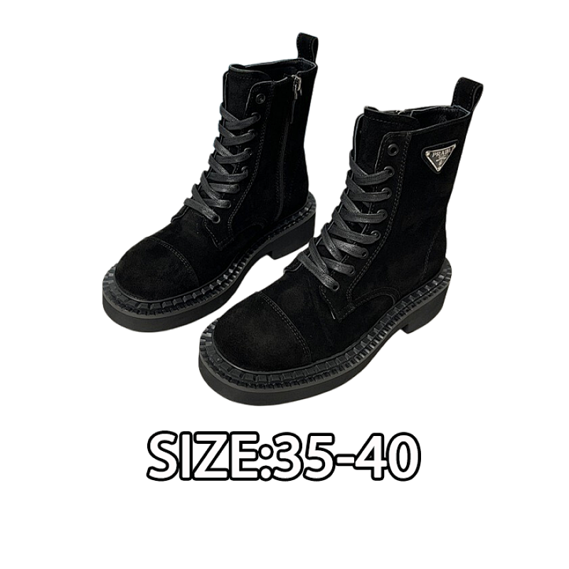 Prada Classic Triangle Logo Showstopper Combat Boots. This Year's Absolute Smash Hit. On T