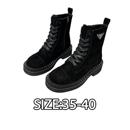 Prada Classic Triangle Logo Showstopper Combat Boots. This Year's Absolute Smash Hit. On T