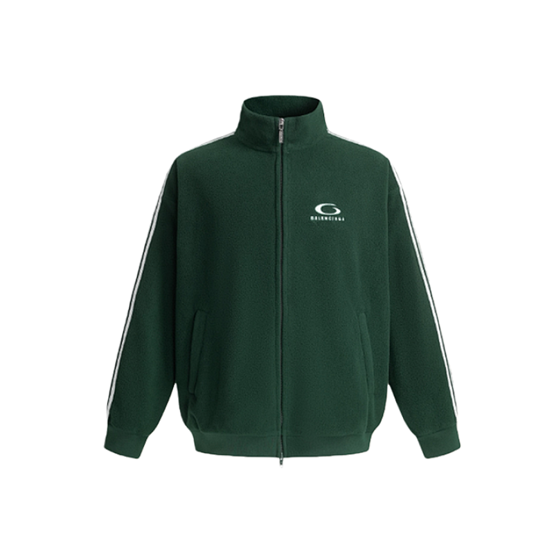 Balenciaga Ring Five-Bar Polar Fleece Jacket-Green