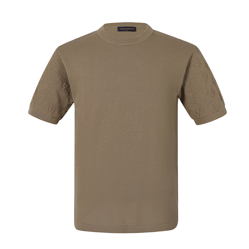 Cotton Jacquard Crew Neck Short Sleeve T-shirt