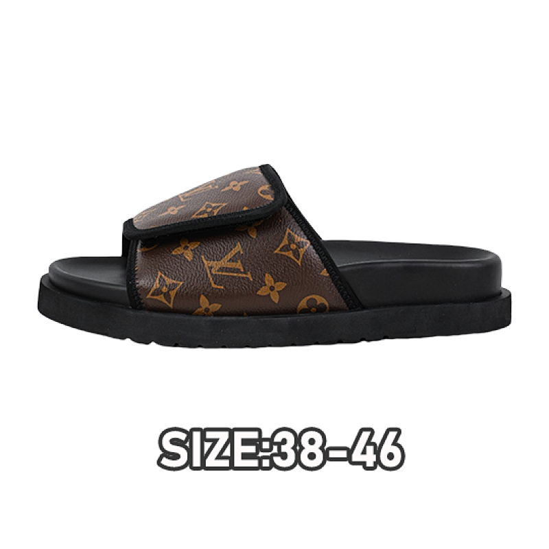 39 L V Miami Damier Round Toe Flip Flops Brown