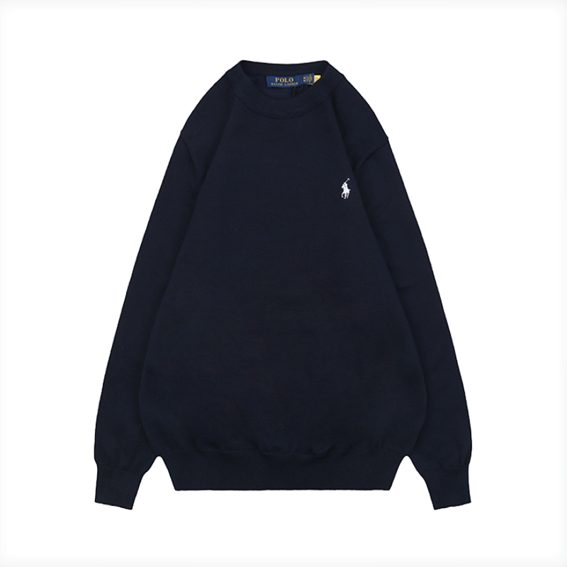 RL 25Fw Pony Logo Crew Neck Sweater - Navy White Label