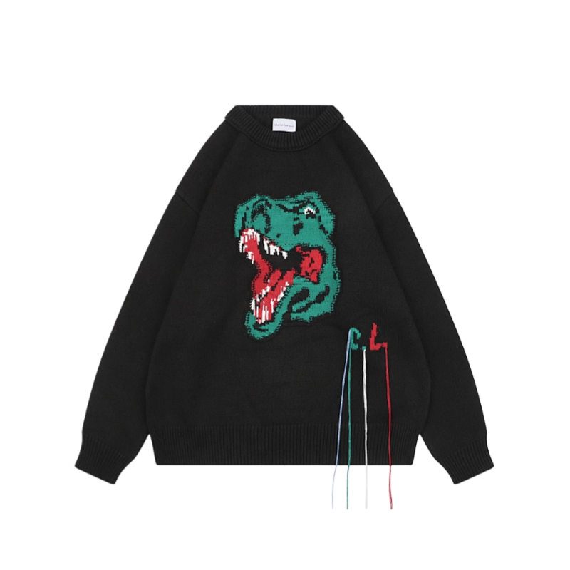 Dinosaur Jacquard Crew Neck Sweater