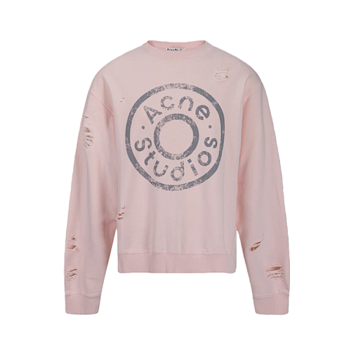 Distressed Crew Neck Sweatshirt With Rings And Holes