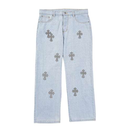 Silver Toothbrush Cross Logo Jeans