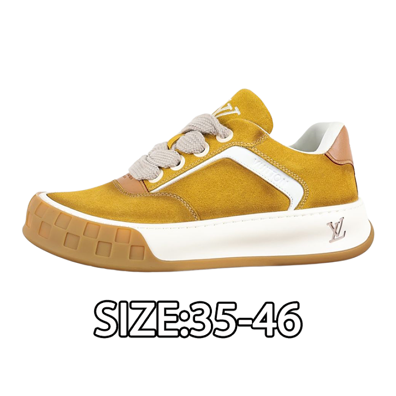 Cowhide Leather Biscuit Shoes In Ginger Yellow