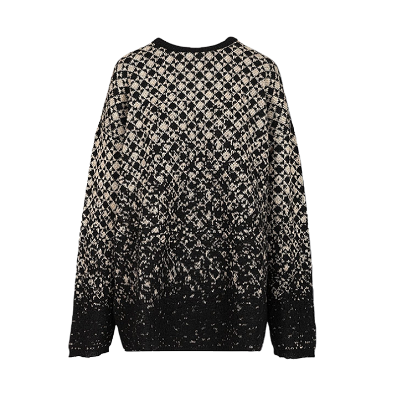 MM6 Snowflake Pixel Plaid Crew Neck Sweater