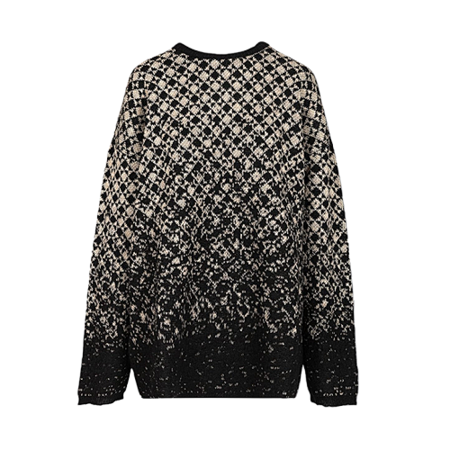 MM6 Snowflake Pixel Plaid Crew Neck Sweater