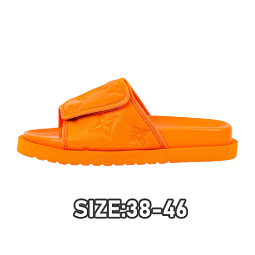 39 L V Miami Damier Round Toe Flip Flops Orange Color