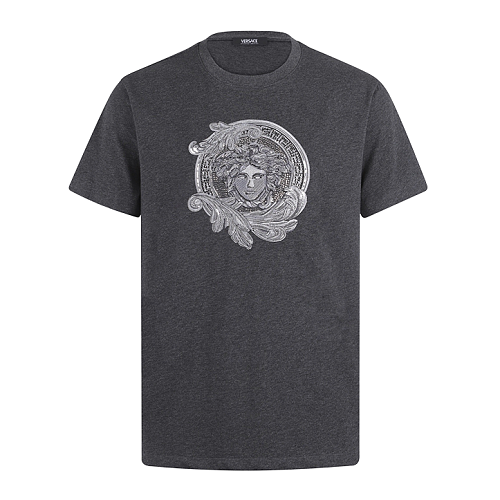 Embroidered Cotton Plain Knit Short-Sleeve T-Shirt
