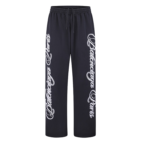 Cursive Baggy Embroidered Pants