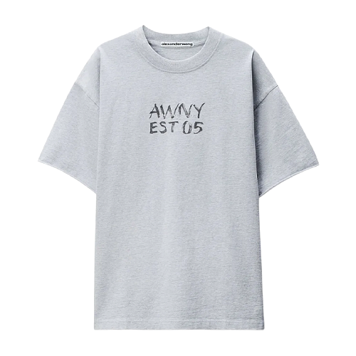 Embroidered Short-Sleeve Heather Gray