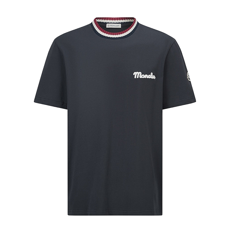 Short-Sleeve Top With M-Logo Knitted Collar And Embroidered Emblem