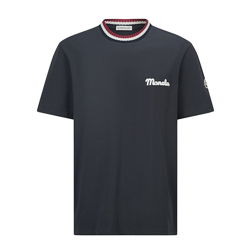 Short-Sleeve Top With M-Logo Knitted Collar And Embroidered Emblem