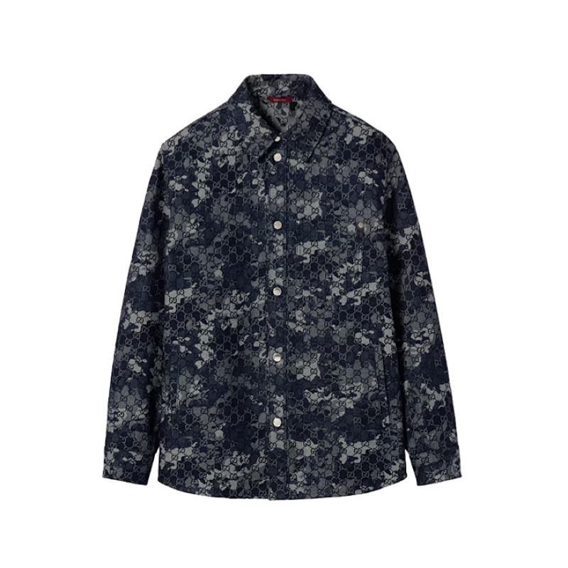 Gucci G Home 25Fw Double G Marble Denim Shirt Jacket