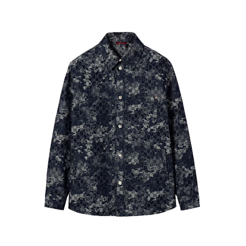 Gucci G Home 25Fw Double G Marble Denim Shirt Jacket