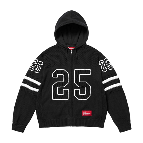 Supreme Hand-embroidered Hooded Zip-up Knit Sweater