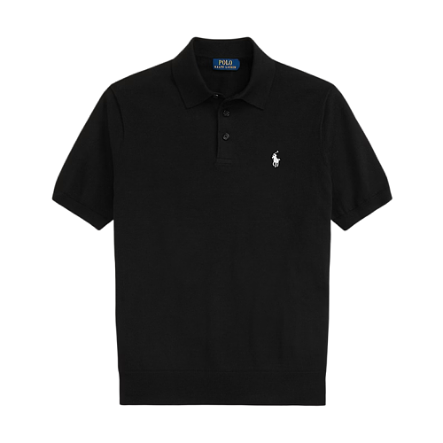 N1 Pony Plain Weave Jacquard Polo Short Sleeve - Black