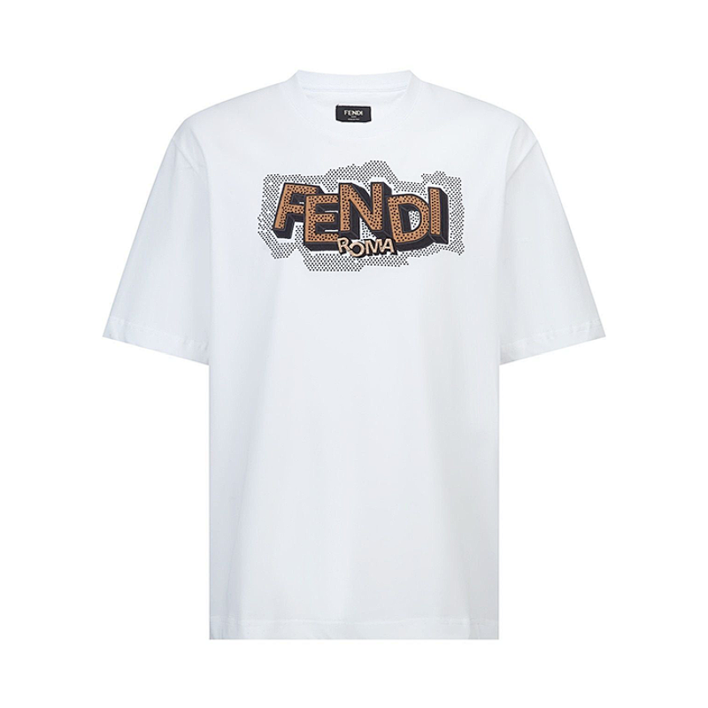 Fendi Embroidered Rhinestone Logo Short-Sleeve T-Shirt