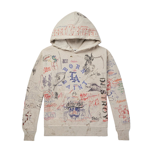 S M LA Diamond All-over Graffiti Hoodie
