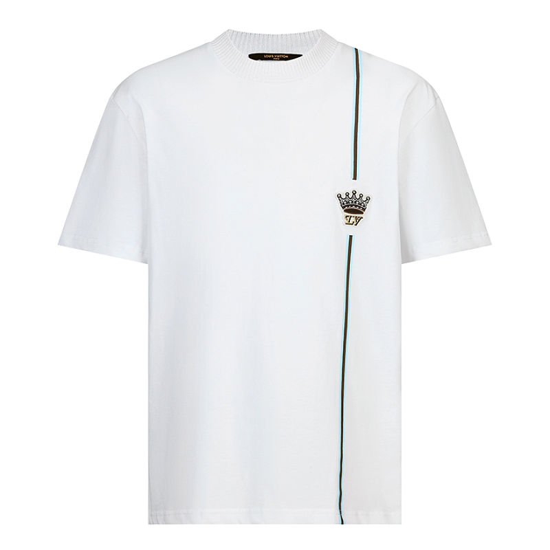 Louis Vuitton Printed Striped Crown Logo Short-Sleeve T-Shirt