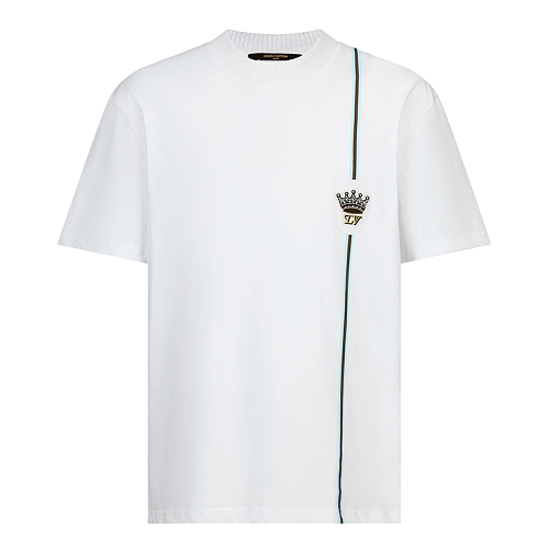 Louis Vuitton Printed Striped Crown Logo Short-Sleeve T-Shirt