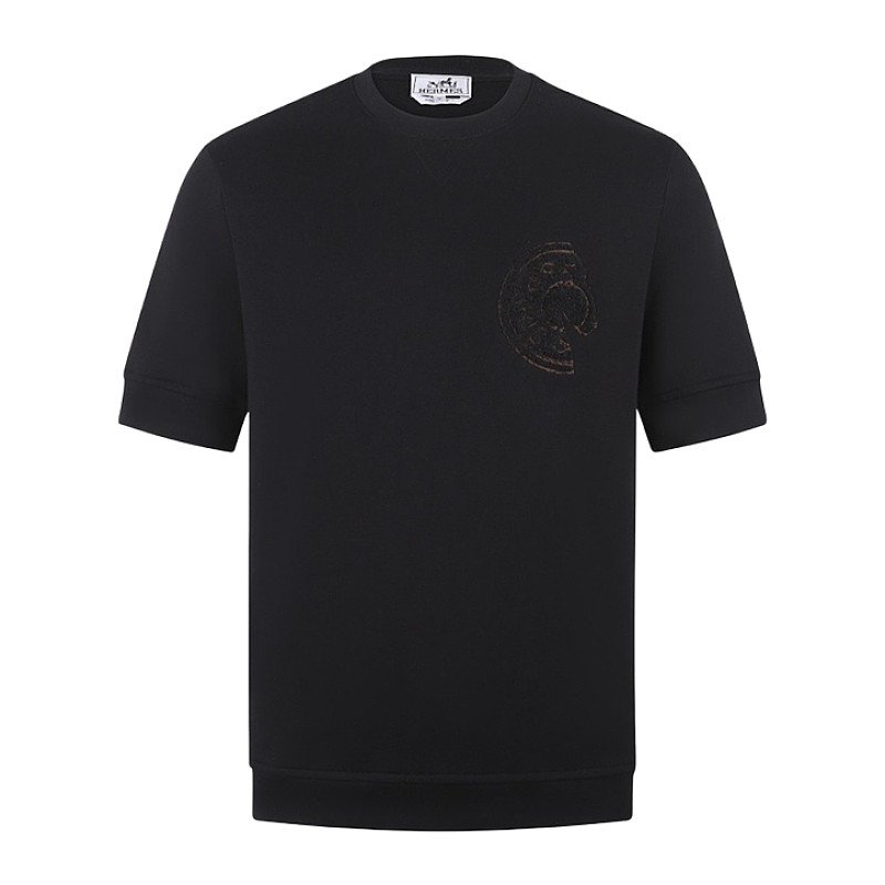Embroidered Patchwork C.d.s Crew Neck Short Sleeve T-Shirt