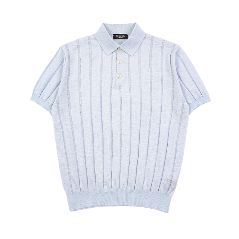 Heathered Ribbed Polo Short Sleeve