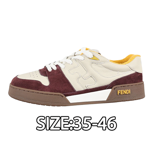 Fendi Fashion Sneakers In Maroon And White